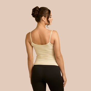 Spaghetti Strap Luxury Camisole in Off-White made sustainably in the USA by Adea Clothing with silky soft Italian fabric back view