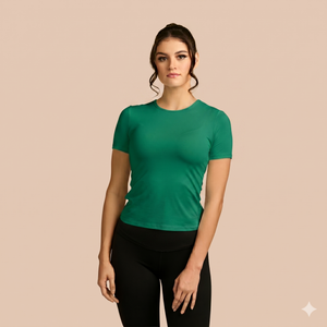 Short Sleeve Crew Neck Luxury Layering Top
