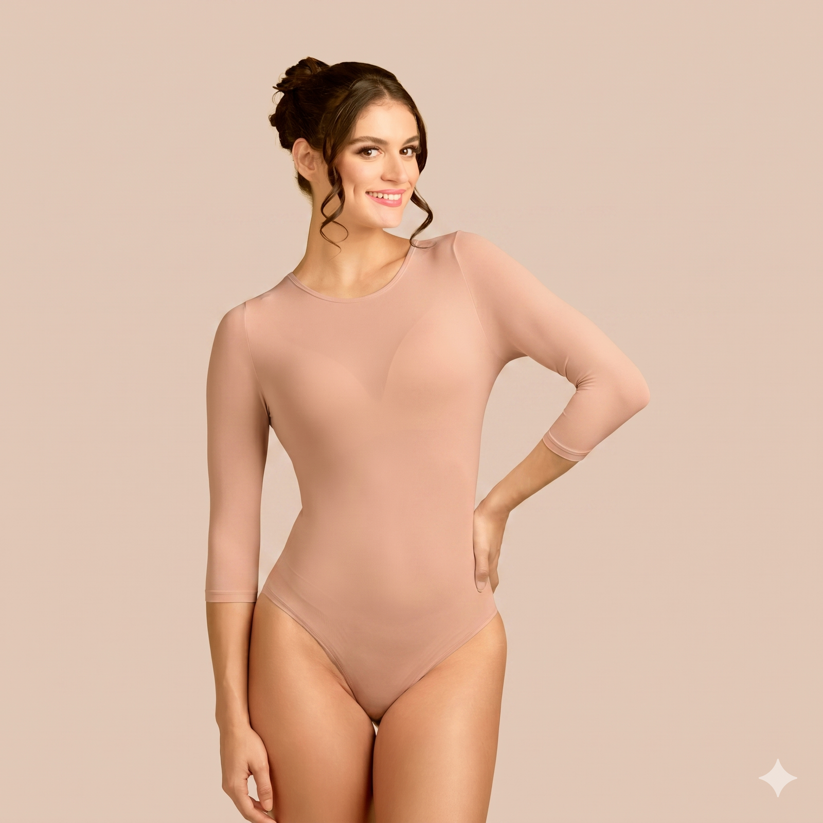 3/4 Sleeve Crew Neck Luxury Bodysuit