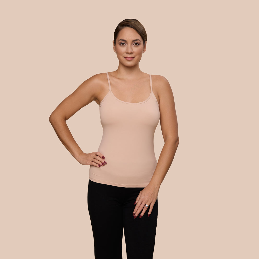 Spaghetti Strap Luxury Camisole in Ballet made sustainably in the USA by Adea Clothing with silky soft Italian fabric front view
