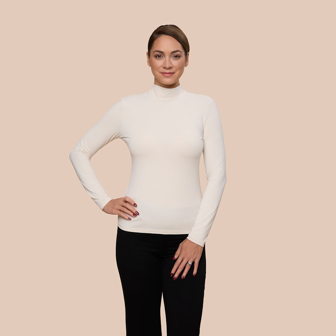 Mock Neck Long Sleeve Luxury Layering Top - Adea - Adea - Everyday