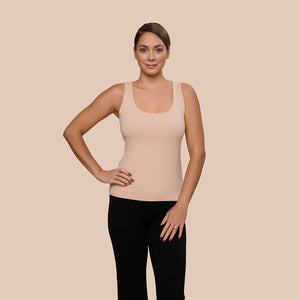 Double Layer Luxury Tank Top in Ballet made sustainably in the USA by Adea Clothing with silky soft Italian fabric front view.