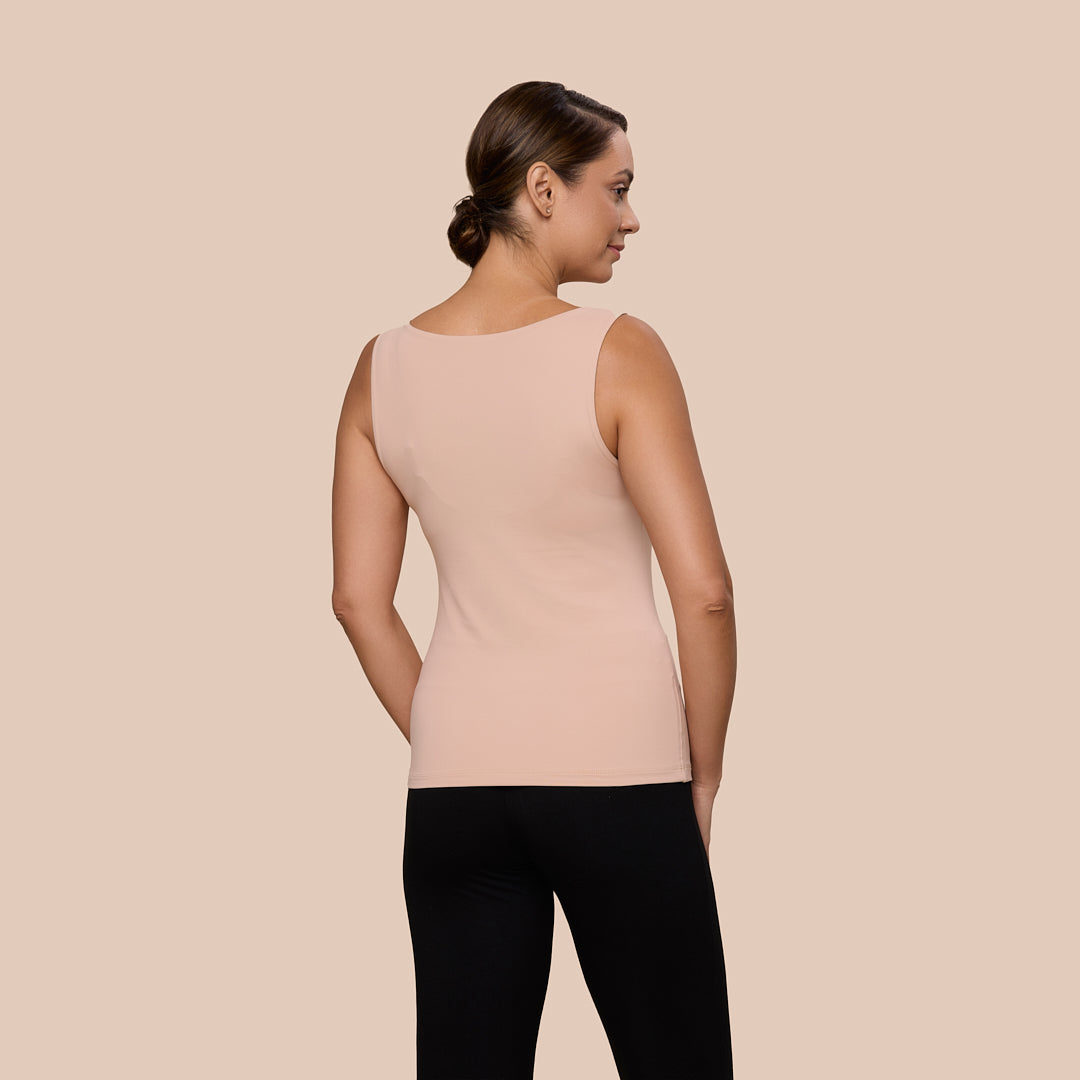 Double Layer Luxury Tank Top in Ballet made sustainably in the USA by Adea Clothing with silky soft Italian fabric back view.