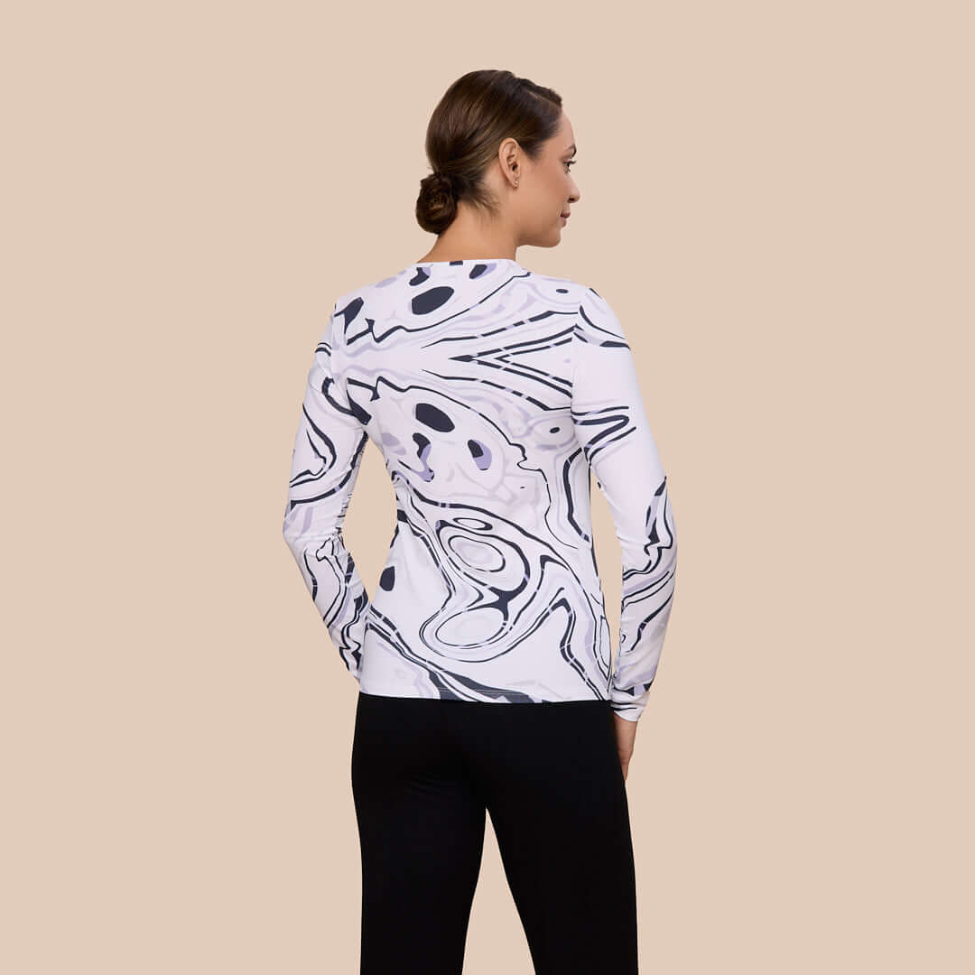 Long Sleeve Crew Neck (Discontinued Color)- FINAL SALE back view, featuring Mod Marble design by Adea Clothing.