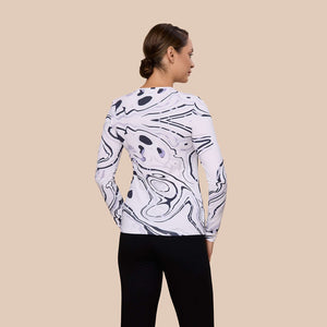 Long Sleeve Crew Neck (Discontinued Color)- FINAL SALE back view, featuring Mod Marble design by Adea Clothing.